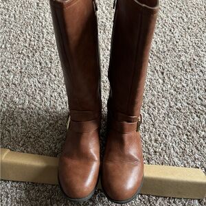 Brown Leather Knee-High Boots